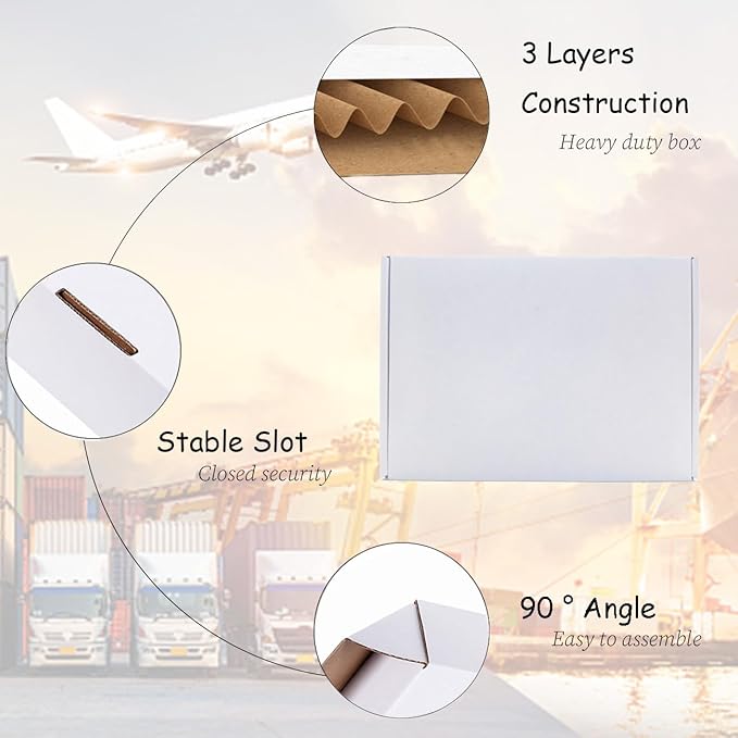 10x7x3 inch Shipping Boxes Set of 25，White Corrugated Cardboard Box for Mailing Literature Mailer Small Business Shipping Packing Gifts Digest Size Book Giving Products (10 x7 x 3 Inches)