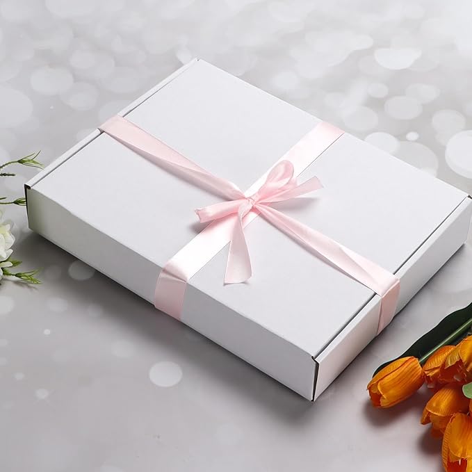 RLAVBL 12x9x2 Shipping Boxes Set of 25, White Corrugated Cardboard Box for Packing, Mailing, Business