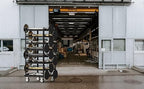 Trafford Industrial Stanchion Post Cart, 24 Posts, Horizontal Padded Storage and Locking Wheels for Safety