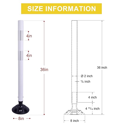 36 Inch Heavy Duty Traffic Cones 8-Pack with Spring Base - OrangeStar Reflective Safety Cones for Construction Zones, Highways, Parking Lots - White Road Delineators