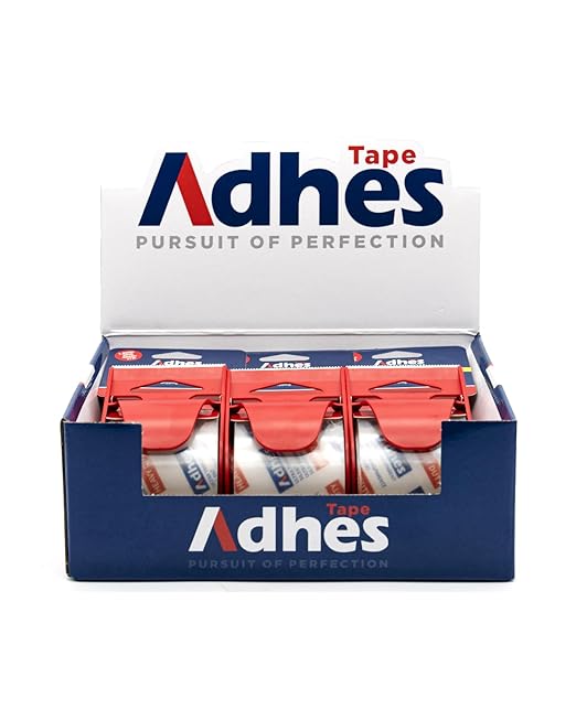 ADHES No Noise Clear Packing Tape with Dispenser, 6 Pack 1.88 Inch x 30 Yards, 2.0mil Heavy Duty Shipping Tape Strong & Durable Packaging Tape for Shipping, Moving, Mailing and Sealing
