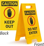 SmartSign Folding Floor Sign, Legend "Do Not Enter" with Graphic, 25" high x 12" wide, Black/Red on Yellow