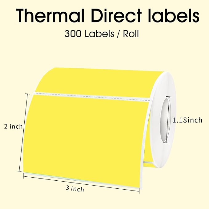 STARLIBOO 3x2 inch Color Direct Thermal Label Stickers for Shipping, Barcode, Address, Compatible with Rollo Label Printer & Zebra Desktop Printers (Yellow)