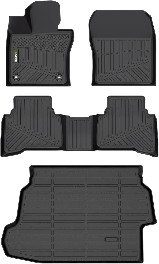 HAFIDI® Floor Mats & Cargo Liner Set Fit for 2023 2024 2025 2026 Toyota Prius & Prius Prime All Weather Protection TPE Anti-Slip Automotive Full Set Floor Liners Custom Accessories - Black