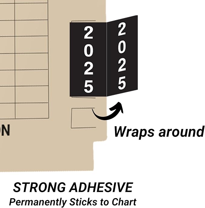 2025 Year Stickers, Doctor Stuff 2025 Chart Stickers, Black Color Coded, IFC Style, USA Made Year Labels for X-Ray Jackets, 500/Roll, 1 Roll, 1-7/8" x 1-7/8"