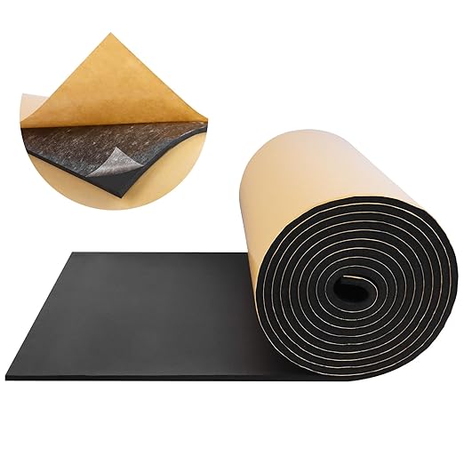 FONUNO Foam Padding Sheets with Adhesive Foam Insulation Neoprene Sheets Closed Cell Insulation Neoprene Rubber Roll for Gaskets Liner Crafts DIY Projects, Black, 12" Wide x 118" Long x 1/4" Thick