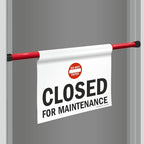 SmartSign 3-Pack 'Closed For Maintenance' Hanging Doorway Barricade Sign with Symbol, Spring-loaded Aluminum Pole, Torsion Pole and 11.25" x 18" Vinyl Sign Kit, Black/White/Red, USA-Made
