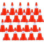 20 Pack Traffic Safety Cones 18 Inch, PVC Orange Safety Cones with Reflective Collars and Weighted Base for Traffic Control, Construction Events, Driveways, and Parking Lots