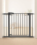 Baby Gate for Stairs, 29.5-40.5" Dog Gate for Doorways, Walk Thru Auto Close Metal Child Gate for The House, Stairs and Doorways, Pressure Mounted Pet Gate for Dog Indoor (Black)