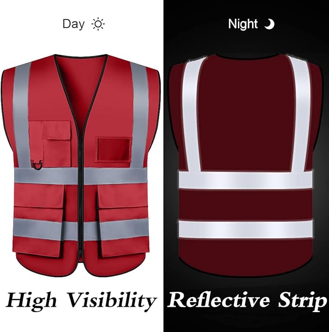 BeautyWill 10/20 Pack Custom Logo Safety Vest,Bulk High Visibility Class 2 Reflective Work Vests