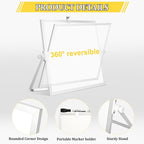 Dry Erase Magnetic White Board, 10" x 10" Double-Sided Desktop Whiteboard with Stand, Portable Small Whiteboard Set for Drawing, Office, Home, School
