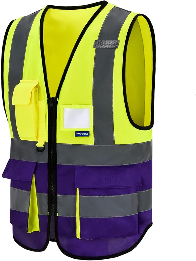 safety vest purple and yellow