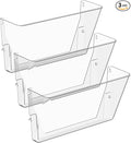 Clear Acrylic Single Pocket, Plastic Hanging Wall Mount File Holder for Office Home (Clear, 3 Pack)