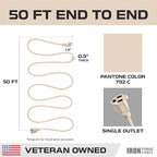 Iron Forge Cable Weatherproof 50 Ft Outdoor Extension Cord - 16/3 SJTW Heavy Duty Light Brown Extension Cord 3 Prong - 13 Amp Exterior Power Cable