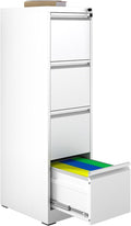 4 Drawer File Cabinet with Lock, Vertical Filing Cabinets for Home Office, Metal Storage Cabinets, Heavy Duty File Cabinet for Letter/Legal/A4/F4 Size Amssebly Required, White