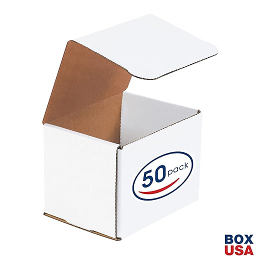 Box USA BM544 5"L x 4"W x 4"H, White (Pack of 50)