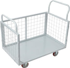 4-in-1 Heavy Duty Platform Truck Cart with Removable Cage, Folding Hand Cart with 4 Wheels, 1800 Lbs Load Capacity, Multi-Purpose Push Dolly for Groceries, Warehouse, Workshop, Logistics, Silver