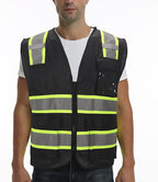 High visibility Class 2 Safety Vest，Hi Vis Vest with 2 inch wide Reflective Strips，Construction vest for men