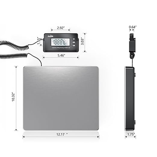 Heavy Duty Shipping Scale,440 LBS high Precision Hidden Wall Mounted Display, Portable Multi-Function Weighing Scale for Warehouse/Office/delivery Company, Includes Adapter and Product Manual