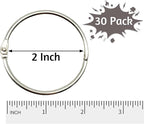 OWLKELA 2 Inch 30 Pack Loose Leaf Binder Rings, Keychain Key Ring with Metal Nickel Plated for Index Cards, Ideal for School, Home, or Office