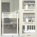 41-Inch Extra Tall Metal Baby Gate for Doorway, 32.6-40.5 Inch Pet Safe Gate with Expansion Kit, No Drilling Cat Fence Indoor, No Climb Child Door, White