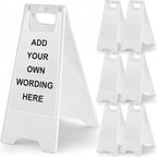 6 Pack 24 Inch Blank Floor Sign White A-frame Foldable Caution Sign Write-On Double Sided Safety Warning for Pool Restaurant Restroom Office