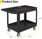 Heavy Duty Utility Rolling Tool Cart, 1000 lbs Capacity Utility Service Cart with Two Trays and Wheels, 46 x 26-Inch Rolling Service Carts Huge Storage, Garage, Warehouse, Workshop, Black
