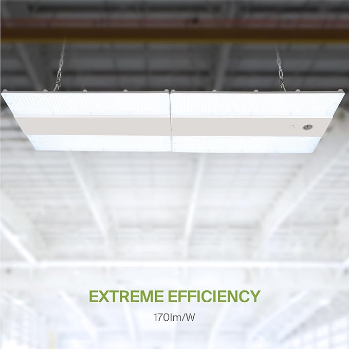 ASD LED Linear High Bay Light Fixture, Commercial Shop Lighting | 3CCT, Dimmable, Power Adjustable, DLC Premium, UL Listed | 500W 78000LM 3500-5000K 200-480V | Warehouse, Garage, Workshop Lamp | White
