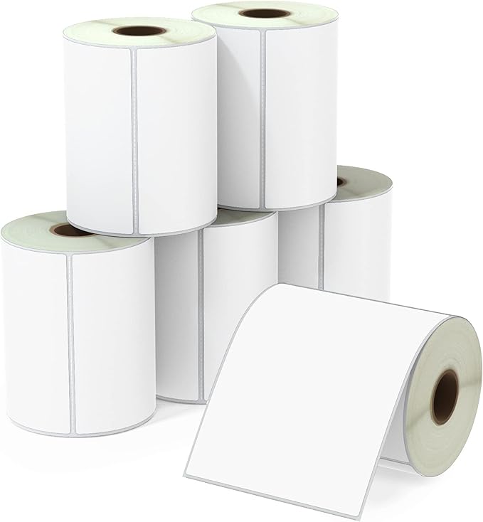BETCKEY - 4" x 5" (102 mm x 127 mm) Large Shipping & Multipurpose Labels Compatible with Zebra & Rollo Label Printer,Premium Adhesive & Perforated [6 Rolls, 2100 Labels]