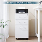 MIIIKO White Filing Cabinet 3 Drawers Under Desk, Metal File Cabinet with Lock for Home Office, Small Mobile File Cabinet for Letter Legal File Folders（Un-Assembled）