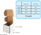 3x3x3 inch Shipping Boxes, White Corrugated Cardboard Box Literature Mailing Shipping Packaging Recyclable Storage Boxes and Craft Gifts Giving Products Business White Box Set of 25 (3''x3''x3'')