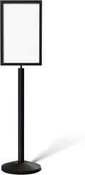 Crowd Control Warehouse Pedestal Standing Floor Sign Frame with Sloped Base, 14x22 Inch Vertical, Black Powder Coated Steel