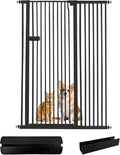 Lumizone Extra Tall Cat Gate 55.12" High Pressure Mounted Extra Wide 2025 New (17 Sizes) 1.37" Gap No Drilling Auto-Close One-Handed Operation Tall Pet Gate for Dogs(Black, 55.12" H x 42.52"-46.64" W)