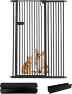Lumizone Extra Tall Cat Gate 55.12" High Pressure Mounted Extra Wide 2025 New (17 Sizes) 1.37" Gap No Drilling Auto-Close One-Handed Operation Tall Pet Gate for Dogs(Black, 55.12" H x 42.52"-46.64" W)