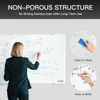 Wall-Mounted Magnetic Glass White Board - Dry Erase Glass Board Wall Mounted, Ideal for Office Classroom School Kitchen and Home, Durable Whiteboard Frameless (48''x36'').