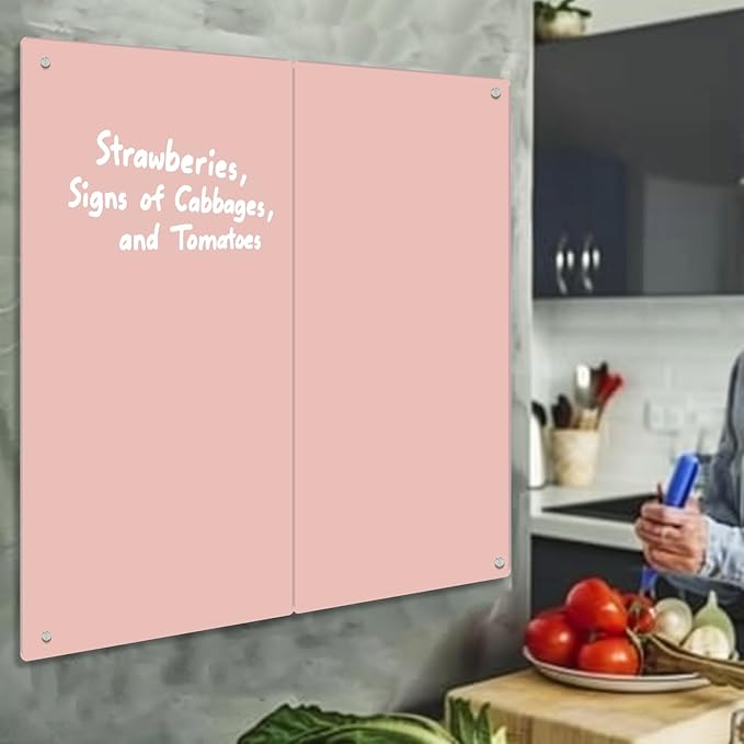 Glass Whiteboard - Glass Dry Erase Board 48" x 36" Magnetic White Board Writing Board White Boards for Walls Wall Office Home, Pink