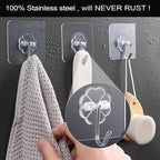ZESLMG Adhesive Wall Hooks for Hanging, 16 Pack Self Sticky Hooks Heavy Duty 22lb Clear, Removable Shower Hook No Damage for Towel Key Coat Wreath Picture Outdoor Ceiling Bathroom Kitchen, Waterproof