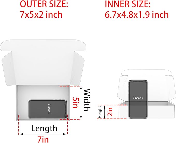 Small White Shipping Boxes for Small Business Pack of 25-7x5x2 inches Cardboard Corrugated Mailer Boxes for Shipping Packaging Craft Gifts Giving Products