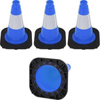 Fluorescent Orange/Green PVC Traffic Cones, Heavy Black Base Parking Lot Cone Structurally Stable Weatherproof Road Construction Safety Cones (4, Blue, 12" Small)