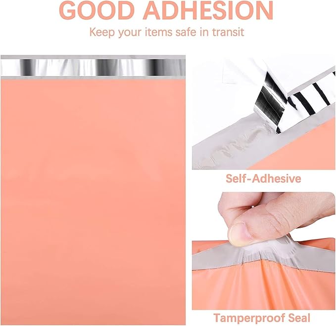 Metronic Poly Mailers 14.5X19 500Pack, Strong Adhesive Shipping Envelopes for Clothing, Waterproof Shipping Bags for Small Businesses, Flexible Mailers Poly Bags Packages Bags, Peach Pink