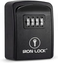 Iron Lock® Wall Mount Key Lock Box – Waterproof Heavy Duty Metal Lock Box for Keys with 4-Digit Combination & Resettable Code – Outdoor/Indoor Key Safe for Home, Office & Airbnb (Black, Small)