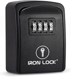 Iron Lock® Wall Mount Key Lock Box – Waterproof Heavy Duty Metal Lock Box for Keys with 4-Digit Combination & Resettable Code – Outdoor/Indoor Key Safe for Home, Office & Airbnb (Black, Small)