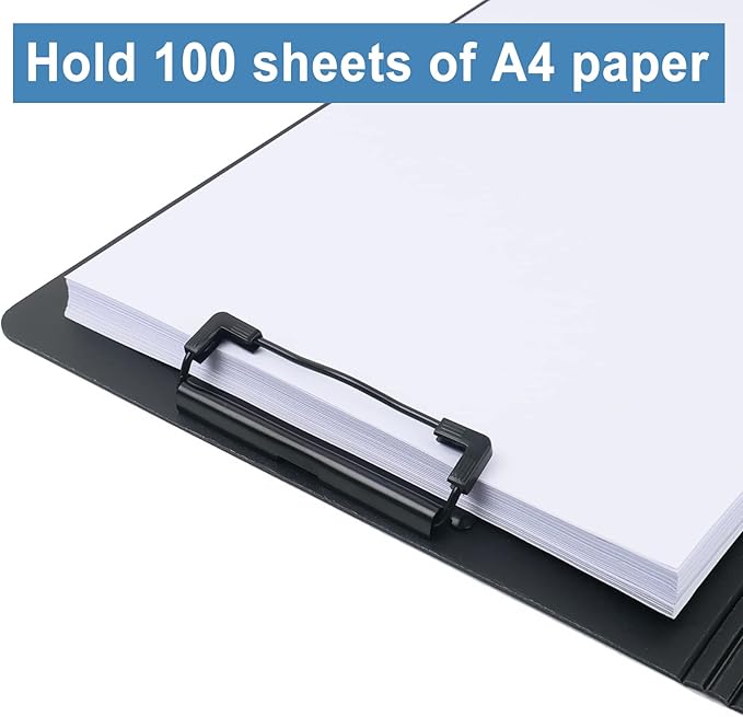 A4 Clipboard Folder,5 Pack Foldable Clipboards with Cover,Clip Board for Office School Business Classroom(Black)