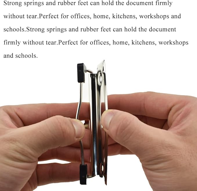 HAHIYO 3.94 Inches Metal Clipboard Clips with Rubber Grips 6 Pack Mountable Sturdy Strong Springs with Rivets Document File Wood Plastic Clips Board for Office School Home