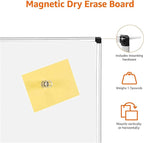Amazon Basics Magnetic Dry Erase Whiteboard, 24"W x 18"H, Aluminium Frame, Silver/White