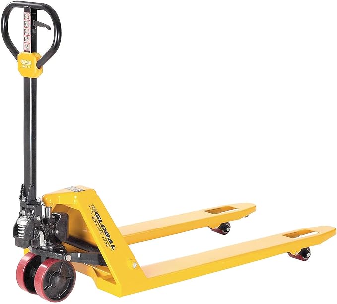 Global Industrial Industrial Duty Narrow Pallet Jack with 21" W x 36" L Forks, 5500 lb. Capacity, Manual Pallet Truck for Warehouse, Manufacturing and Retail