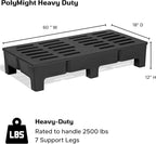 PolyMight Heavy-Duty Plastic Poly Dunnage Rack for Warehouses and Commercial Industrial Storage 60" x 30" x 12" with 2500 lb Capacity