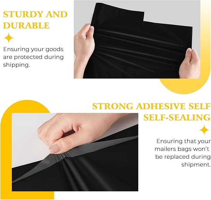 Metronic Large Poly Mailers 17.7x22” 50pcs,Bulk Large Shipping Bags for Clothes,Strong Self Adhesive Shipping Envelopes for Small Business,Waterproof Mailing Envelopes for Packaging Black