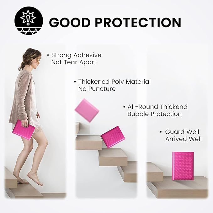 Fuxury Bubble Mailers 6x10" Pink Padded Envelopes 1000Pack Strong Adhesion Thick Padded Mailers for Small Business Mailing Small Items,Jewelry,Makeup