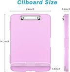 Rimilak Plastic Clipboard with Storage, 8.5 x 11 High Capacity Folio Nursing Case with Pen Holder, Size 14.2 x 9.6 x 1.2″ Folder Side-Opening for Classroom, Teacher, Smooth Writing, Pale Pink